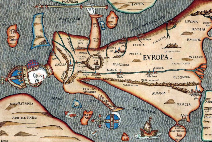 Europa Prima Pars Terrae in forma Virginis, gravure, auteur anonyme, Hanovre, XVIe siècle