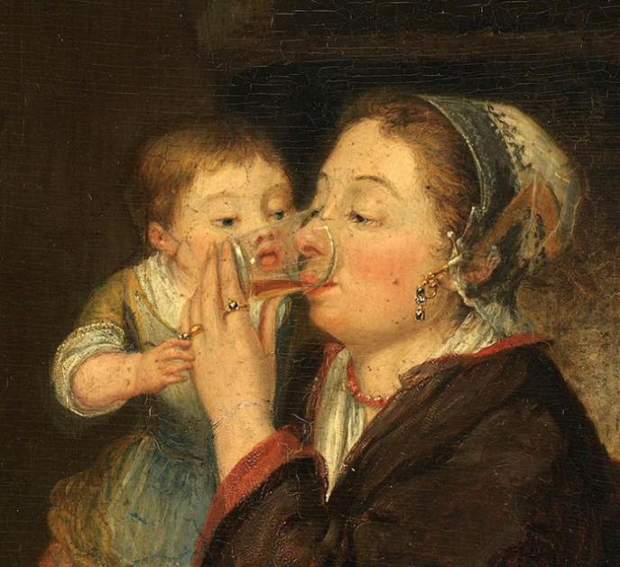 Painting: A mother with her child, Louis Bernard Coclers