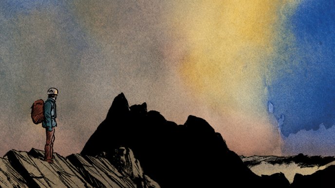 Panel from the comic strip Vertiges, by Jean-Marc Rochette, 2019, Éd. Daniel Maghen.