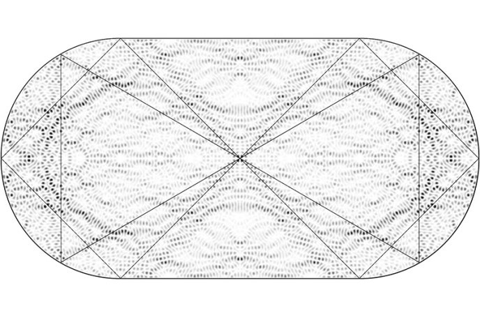 Natural mode of vibration of a stadium-shaped cavity