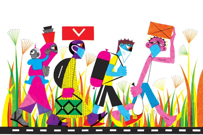 Illustration by Cheyenne Olivier, taken from the book "Neso et Najy. Not even afraid of the big city!"