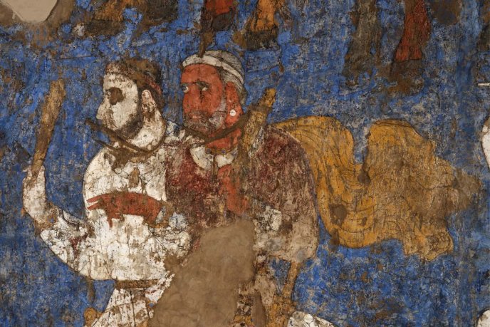 Detail from the "Painting of the Ambassadors", Samarkand, c. 660