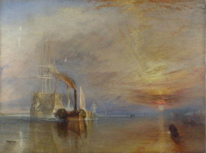 Peinture de J. M. W. Turner, 1838 : The Fighting Temeraire tugged to her last berth to be broken up
