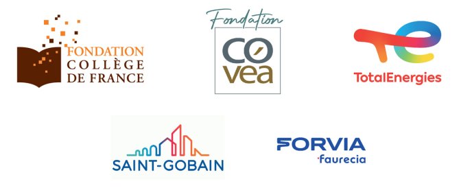 Logos mécènes programme Avenir Commun Durable : Fondation du Collège de France, Fondation Covéa, TotalÉnergie, Faurecia, Saint-Gobain