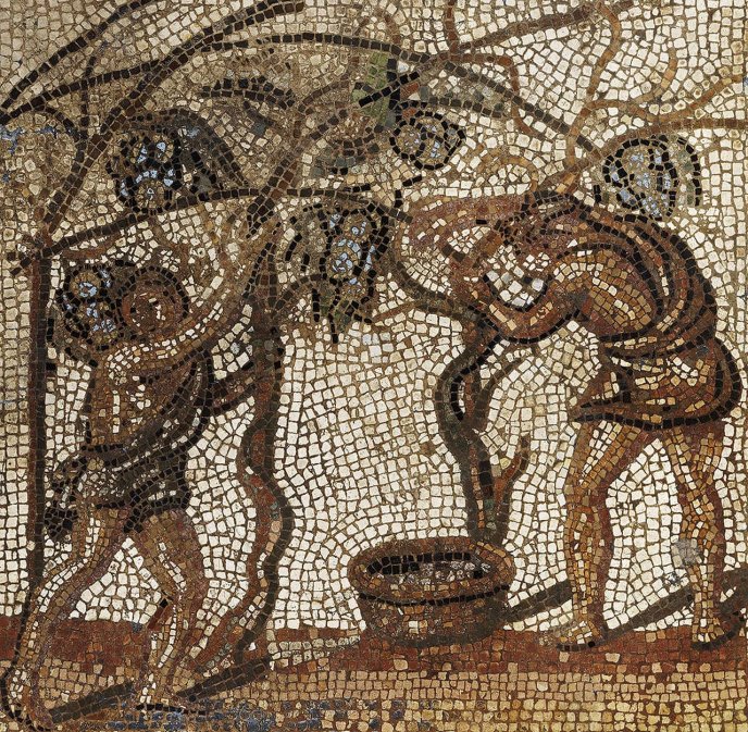 Mosaic depicting the harvest, rustic calendar, Saint-Romain-en-Gal