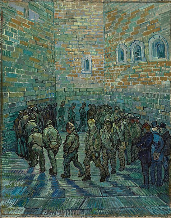 Painting "The Round of the Prisoners" by Vincent Van Gogh, at the Pushkin Museum