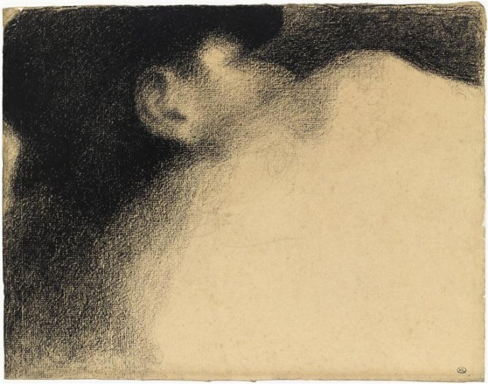 Pencil drawing on paper by Georges Seurat: The Sleeper