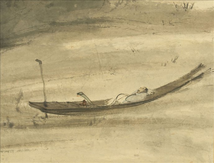 Peinture de Fu Baoshi intitulée "Rêveur"
