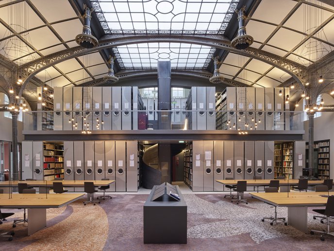 View of the Claude Lévi-Strauss library reading room at the Institut de Civilisations