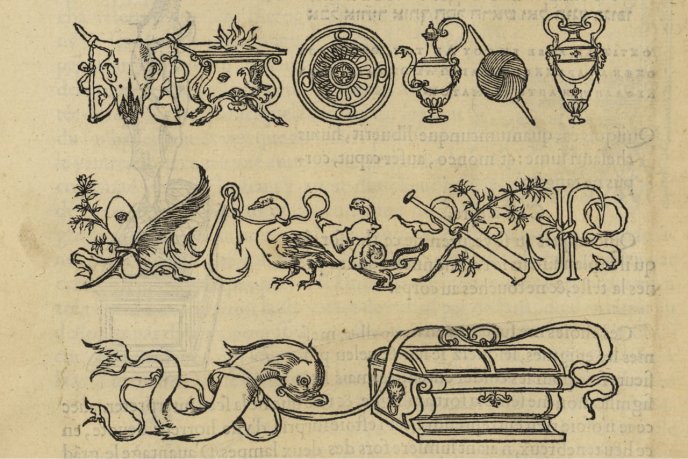 Panneau néo-hiéroglyphique extrait de Francesco Colonna, Hypnerotomachia Poliphili, édition française de Kerver, 1561