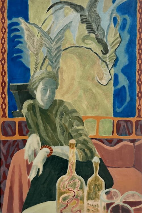 Peinture d'une femme assise sur un canapé