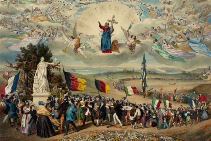 1848 / République universelle démocratique et sociale. / Le Pacte. Sorrieu, Frédéric , Dessinateur-lithographe / Goldsmid, Marie-Cécile (Citoyenne), Dessinateur-lithographe. Musée Carnavalet, CC0