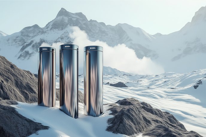 Batteries dans un paysage de montagne