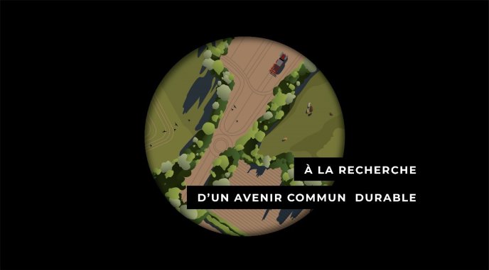 Illustration en 3D de paturages et de champs labourés vus de haut