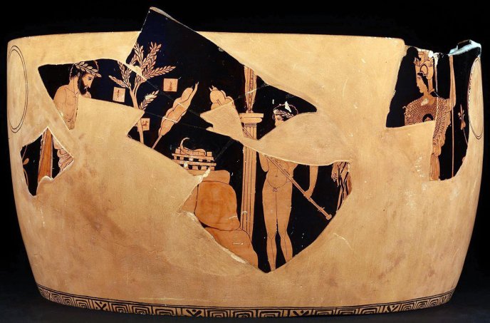 Cratère en cloche fragmentaire à figures rouges