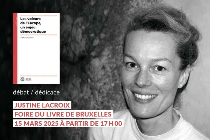 Visuel de présentation de la rencontre organisée lors de la Foire du livre de Bruxelles 2025 avec Justine Lacroix