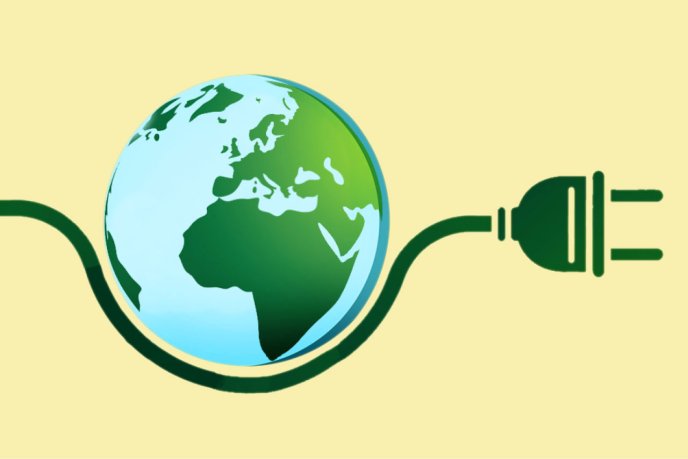 Une prise électrique passant sous le globe terrestre