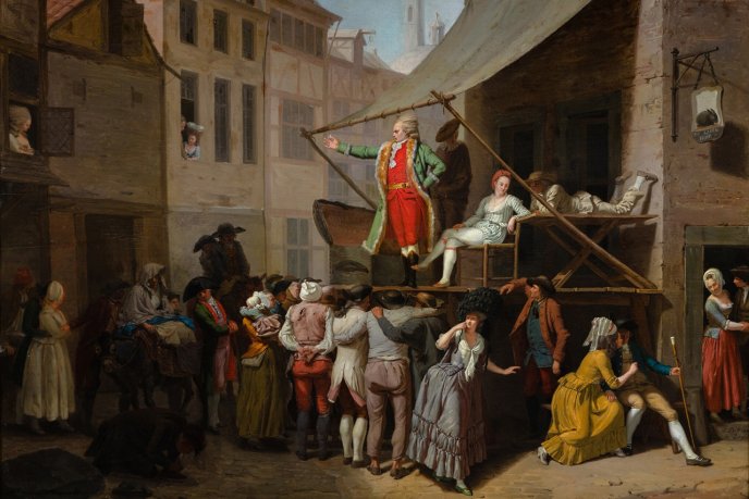 "Le charlatan", Léonard Defrance (1735–1805), domaine public