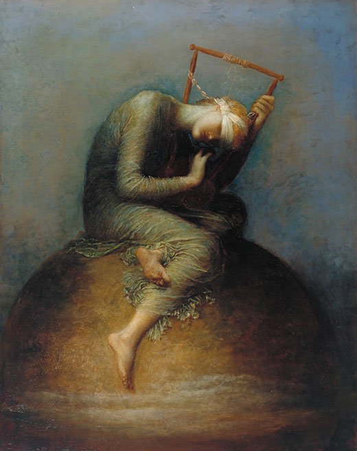Peinture de George Frederic Watts intitulée "Hope"