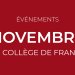 Evénements de novembre au Collège de France