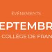 Evénements de septembre au Collège de France