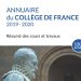 Couverture de l'édition imprimée de l'Annuaire du Collège de France 2019-2020