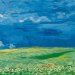 Painting by Vincent Van Gogh, "Wheat field under a stormy sky"
