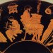 Scenes of life painted on an ancient Greek bowl