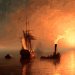 Image réalisée avec Midjourney d’après "The Fighting Temeraire tugged to her last berth to be broken up", J. M. W. Turner, 1838